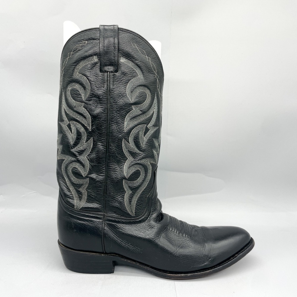 Dan Post Mens 11.5 D Milwaukee Western Cowboy Boots Black Leather Rodeo Classic